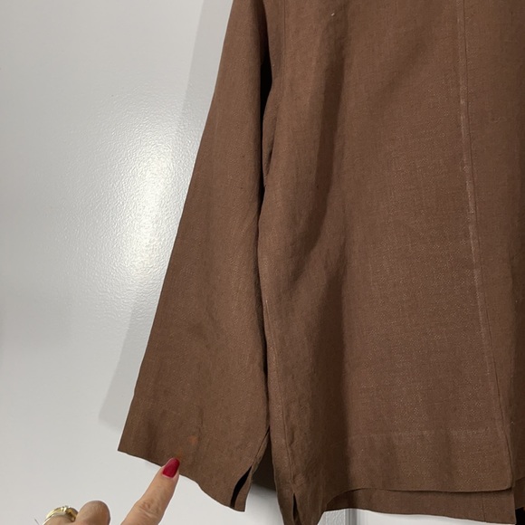 Eileen Fisher 100% Linen Boxy Cropped Brown Shirt size S - Picture 13 of 13